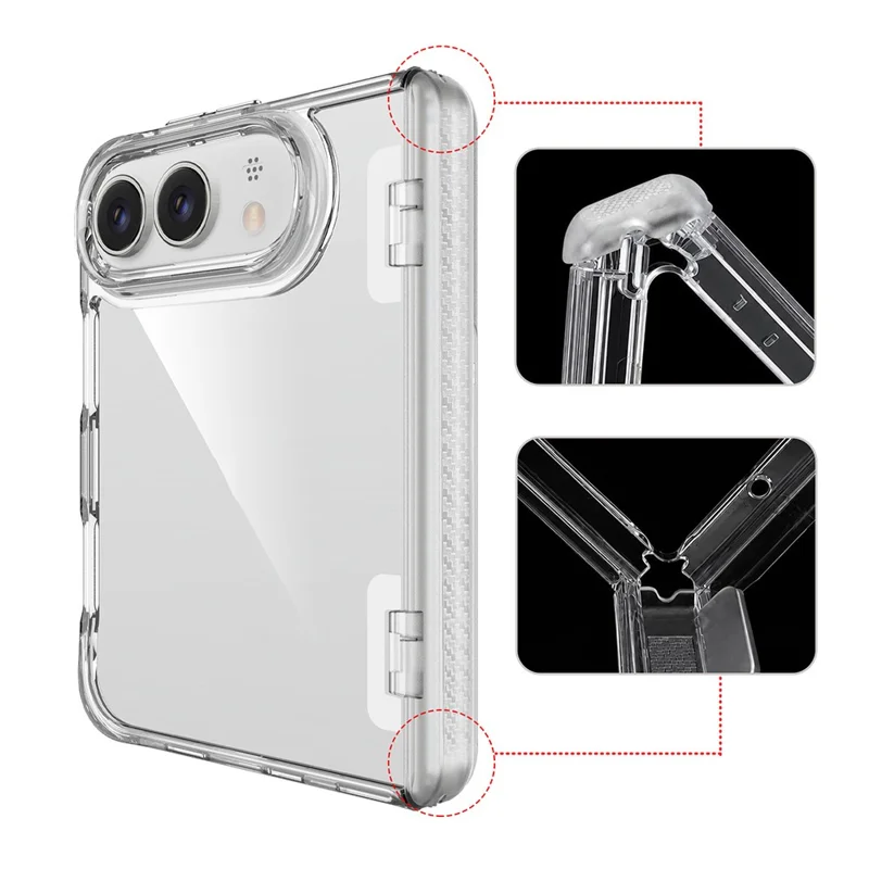 For iPhone Duo Case Hinge Protection Clear TPU + PC Shockproof Phone Cover - Transparent
