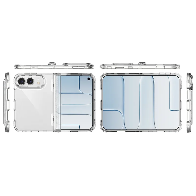 For iPhone Duo Case Hinge Protection Clear TPU + PC Shockproof Phone Cover - Transparent
