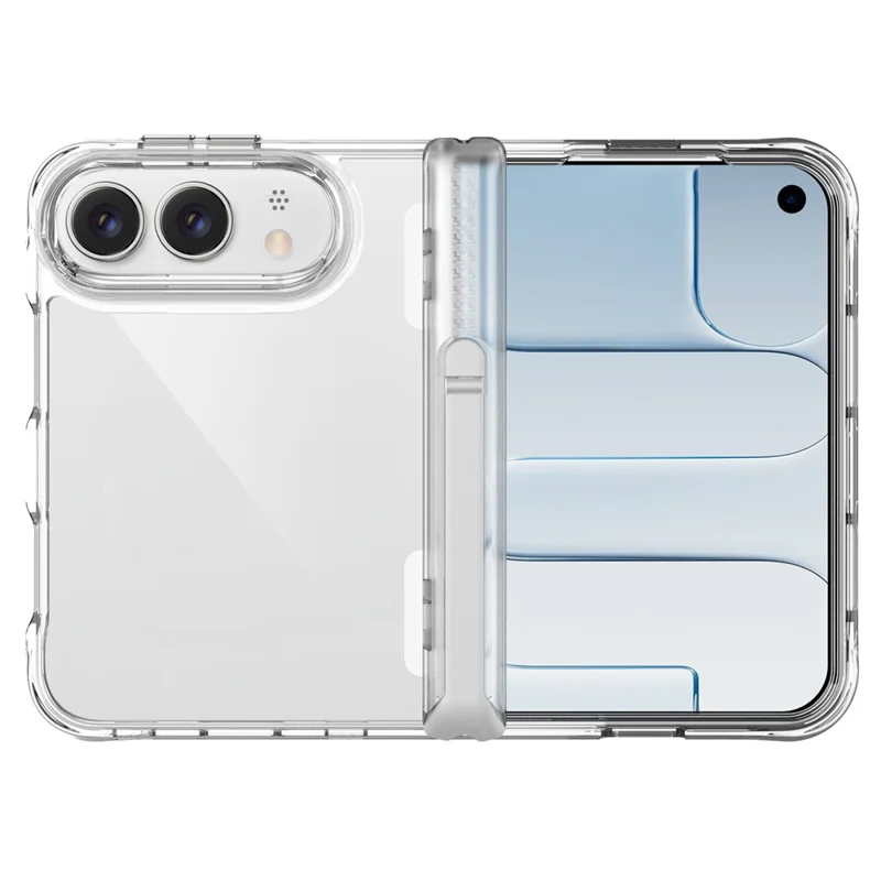 Custodia per iPhone Duo con Supporto a Cerniera, Cover per Telefono con Angoli Antishock in TPU + PC - Trasparente