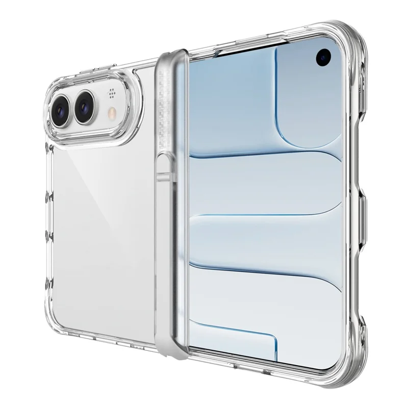 Custodia per iPhone Duo con Supporto a Cerniera, Cover per Telefono con Angoli Antishock in TPU + PC - Trasparente