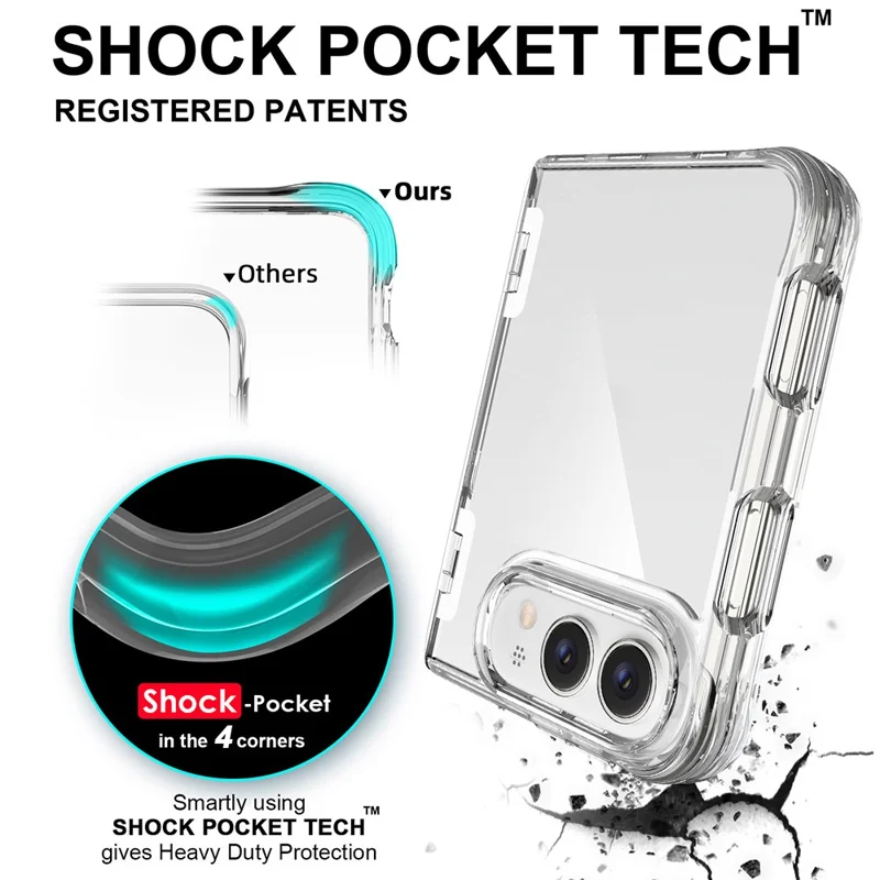 Custodia per iPhone Duo con Supporto a Cerniera, Cover per Telefono con Angoli Antishock in TPU + PC - Trasparente
