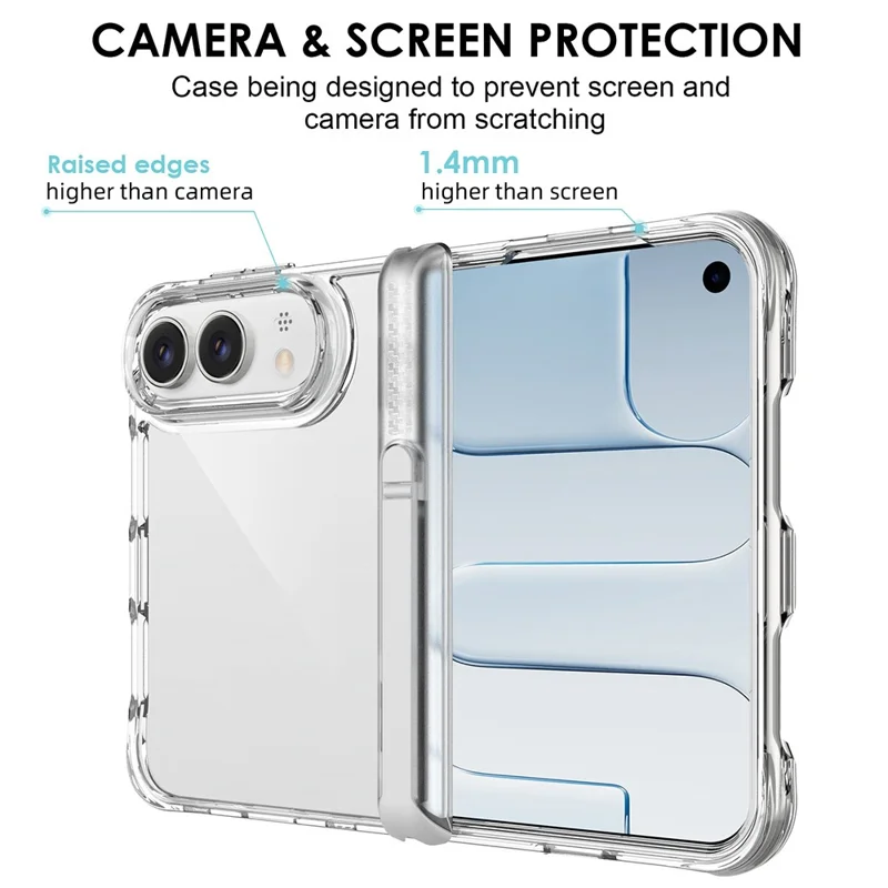 Custodia per iPhone Duo con Supporto a Cerniera, Cover per Telefono con Angoli Antishock in TPU + PC - Trasparente