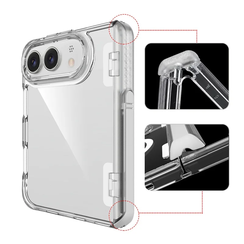 Custodia per iPhone Duo con Supporto a Cerniera, Cover per Telefono con Angoli Antishock in TPU + PC - Trasparente