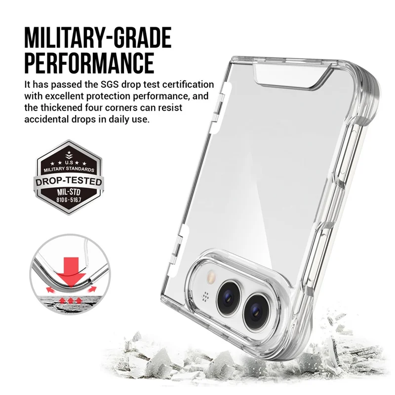 For iPhone Duo Case TPU Frame Clear PC Back Phone Cover - Transparent