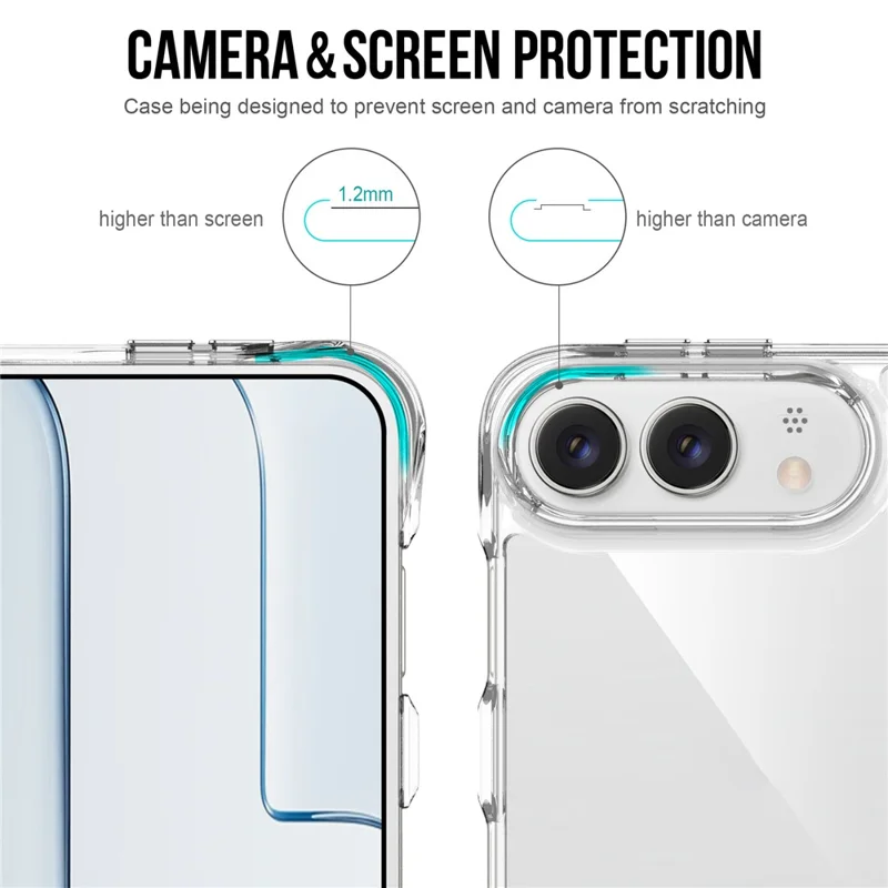 For iPhone Duo Case TPU Frame Clear PC Back Phone Cover - Transparent