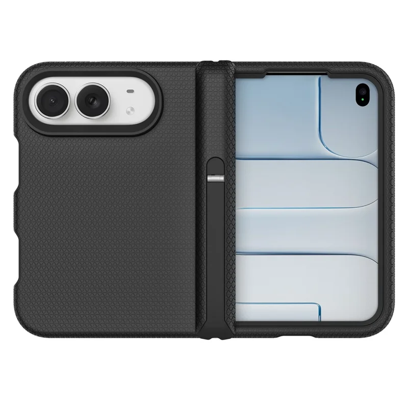 For iPhone Duo Case with Hinge Kickstand TPU + PC Four-Corner Drop Protection Phone Cover - Black