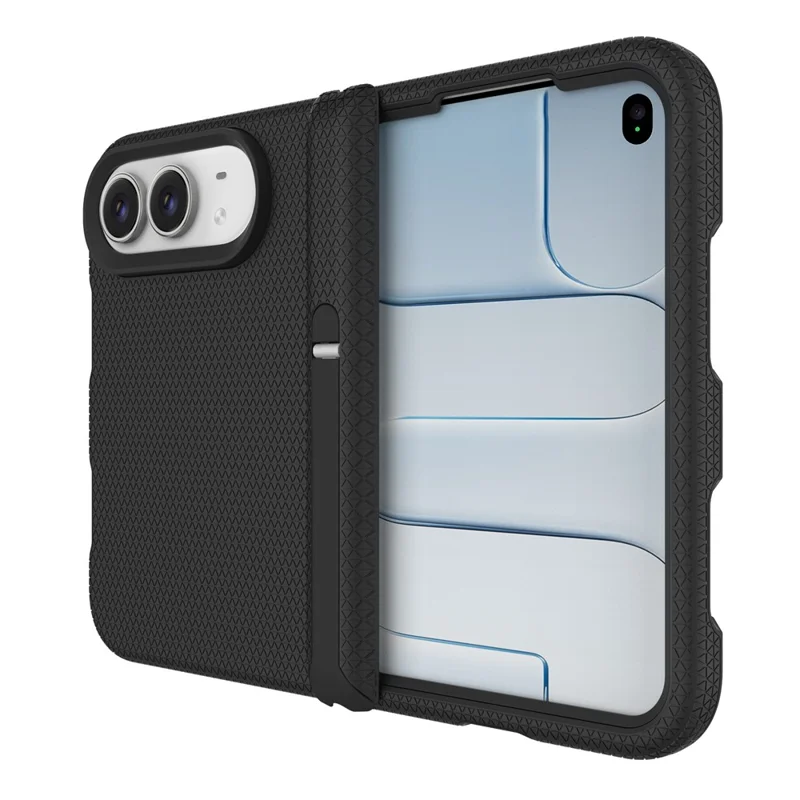 For iPhone Duo Case with Hinge Kickstand TPU + PC Four-Corner Drop Protection Phone Cover - Black