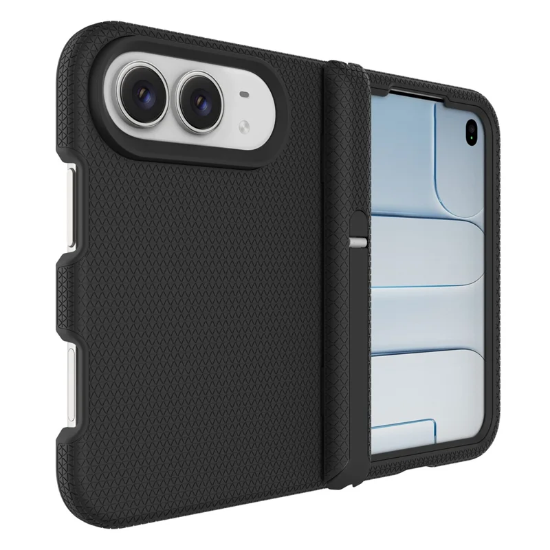 For iPhone Duo Case with Hinge Kickstand TPU + PC Four-Corner Drop Protection Phone Cover - Black
