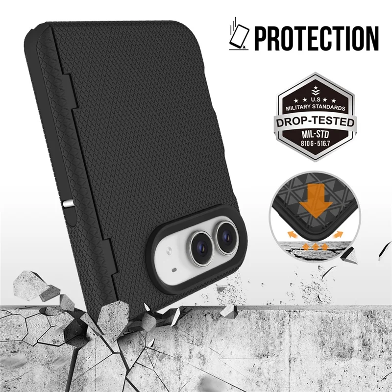 For iPhone Duo Case with Hinge Kickstand TPU + PC Four-Corner Drop Protection Phone Cover - Black