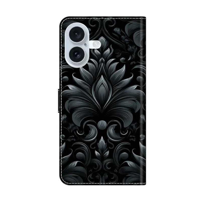For iPhone 17 Leather Case Wallet Stand Magnetic Closure Pattern Printing Phone Cover - Subtle Scrollwork