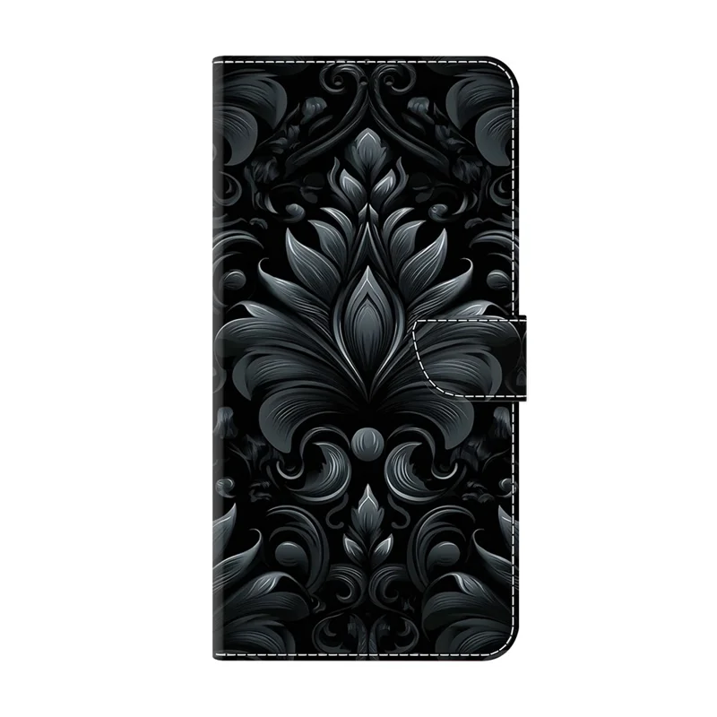 For Samsung Galaxy S26 Leather Case Wallet Stand Magnetic Closure Pattern Printing Phone Cover - Subtle Scrollwork