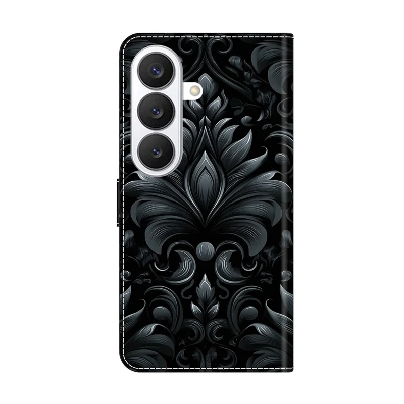 For Samsung Galaxy S26 Leather Case Wallet Stand Magnetic Closure Pattern Printing Phone Cover - Subtle Scrollwork