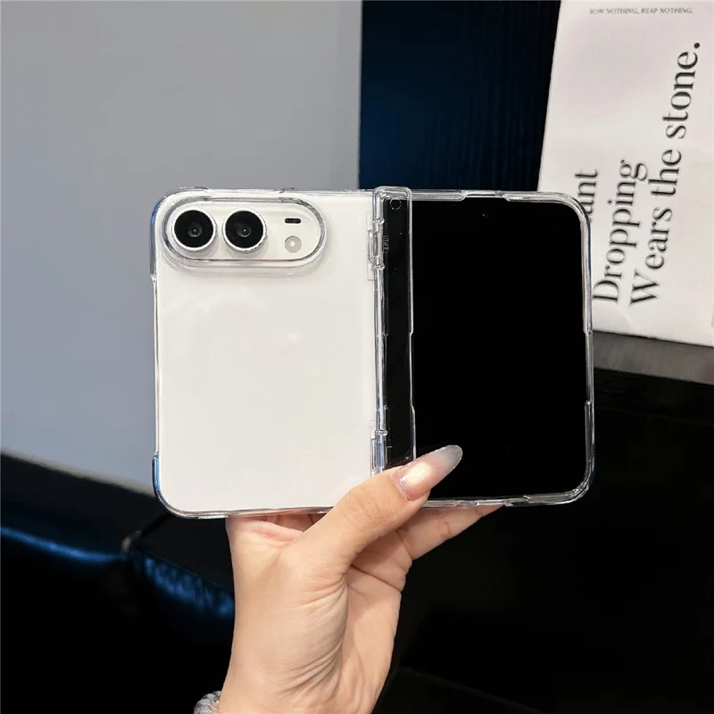 For iPhone Duo Case Full Hinge Protection Anti-Yellowing PC Phone Cover - Transparent