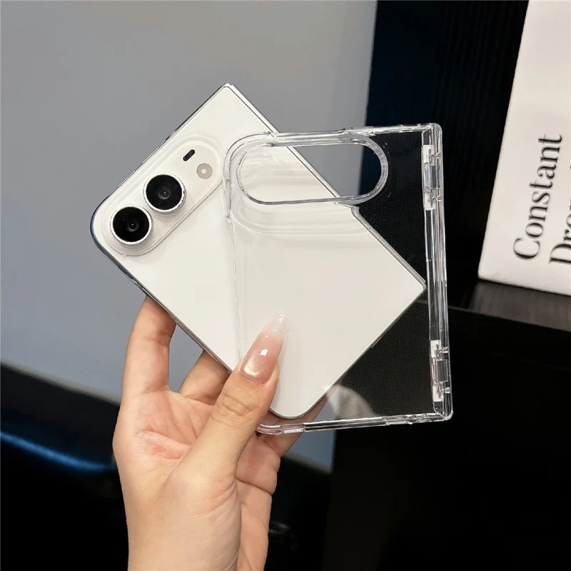 For iPhone Duo Case Full Hinge Protection Anti-Yellowing PC Phone Cover - Transparent