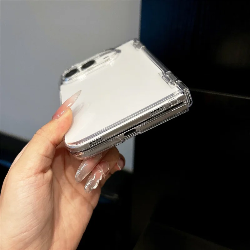 For iPhone Duo Case Full Hinge Protection Anti-Yellowing PC Phone Cover - Transparent