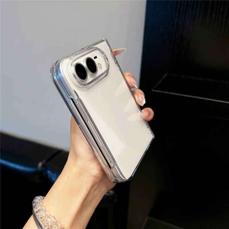 For iPhone Duo Case Full Hinge Protection Anti-Yellowing PC Phone Cover - Transparent