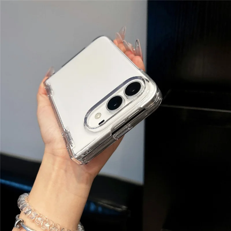 For iPhone Duo Case Full Hinge Protection Anti-Yellowing PC Phone Cover - Transparent