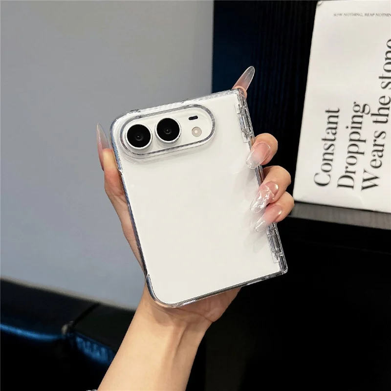 For iPhone Duo Case Full Hinge Protection Anti-Yellowing PC Phone Cover - Transparent