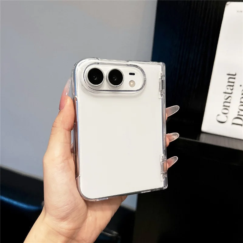 For iPhone Duo Case Full Hinge Protection Anti-Yellowing PC Phone Cover - Transparent