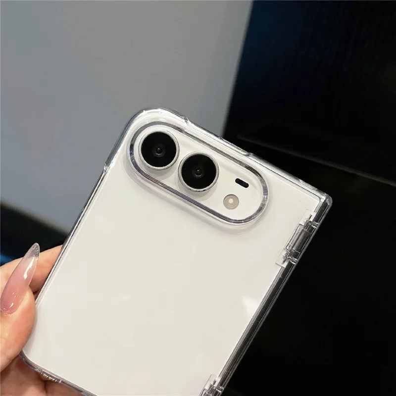 For iPhone Duo Case Full Hinge Protection Anti-Yellowing PC Phone Cover - Transparent