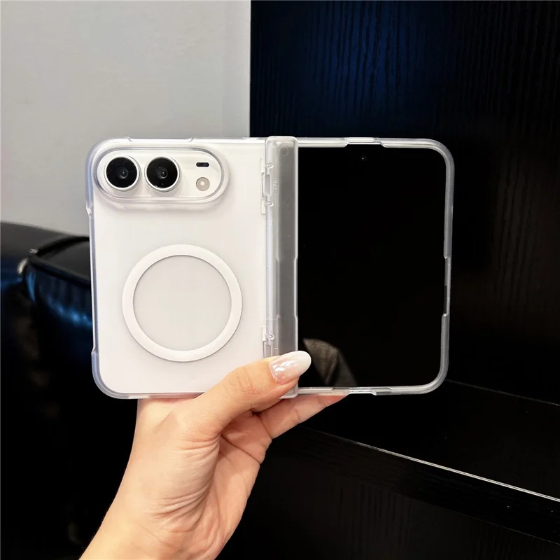 Funda plegable translúcida mate PC con bisagra magnética para iPhone Duo - Blanco transparente