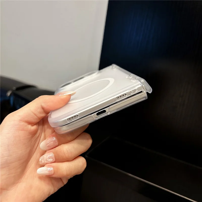 Funda plegable translúcida mate PC con bisagra magnética para iPhone Duo - Blanco transparente