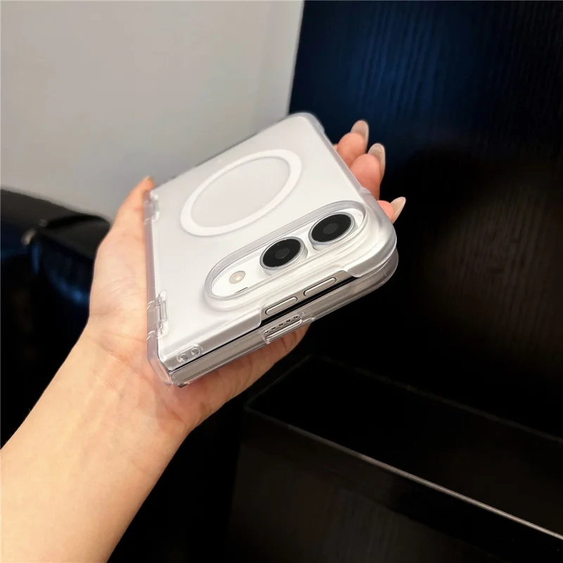 Funda plegable translúcida mate PC con bisagra magnética para iPhone Duo - Blanco transparente