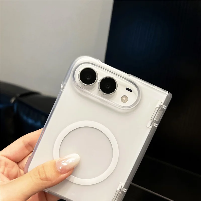 Funda plegable translúcida mate PC con bisagra magnética para iPhone Duo - Blanco transparente