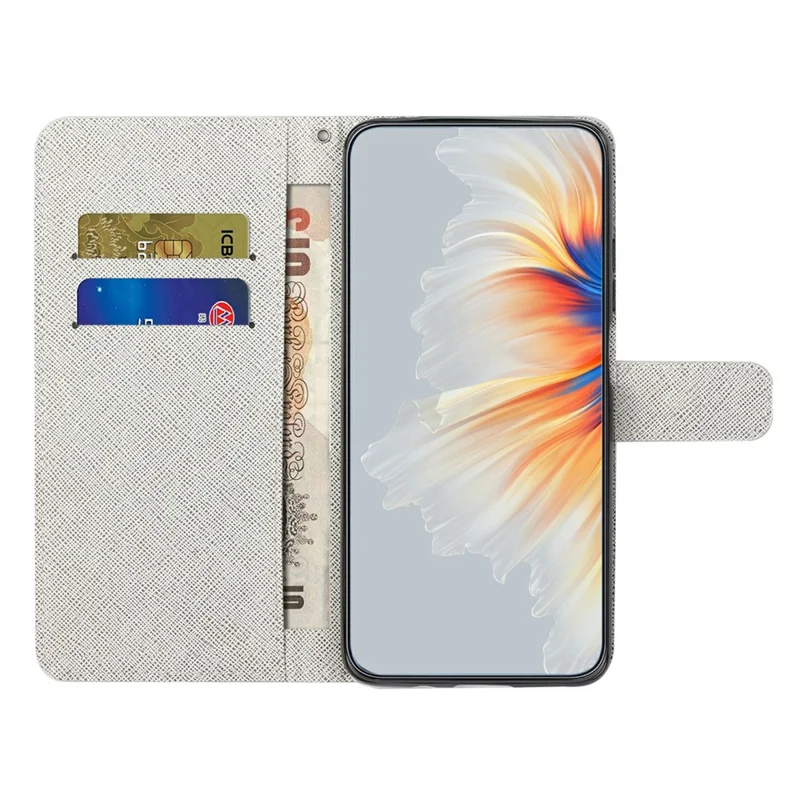 For Google Pixel 11a Case Pattern Print PU Leather Wallet Phone Cover Cross Texture - Blue Flower