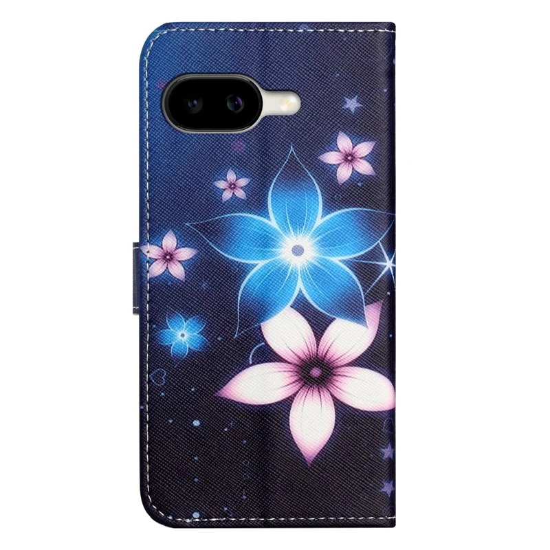 For Google Pixel 11a Case Pattern Print PU Leather Wallet Phone Cover Cross Texture - Blue Flower