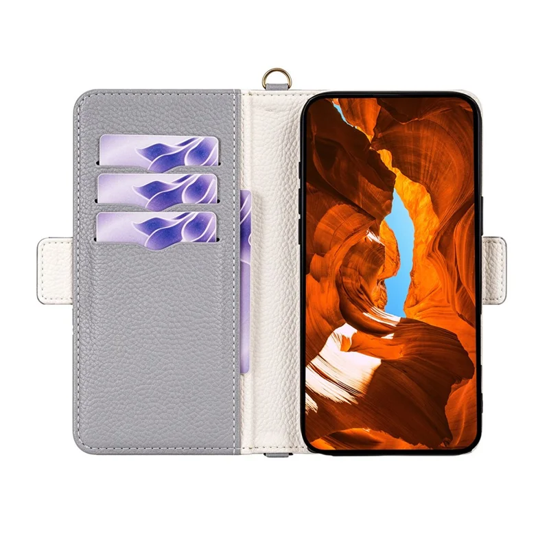 Etui skórzane na telefon typu koperta z portfelem i lustrem / paskiem na ramię na iPhone 18 Pro Max / 17 Pro Max - niebieski