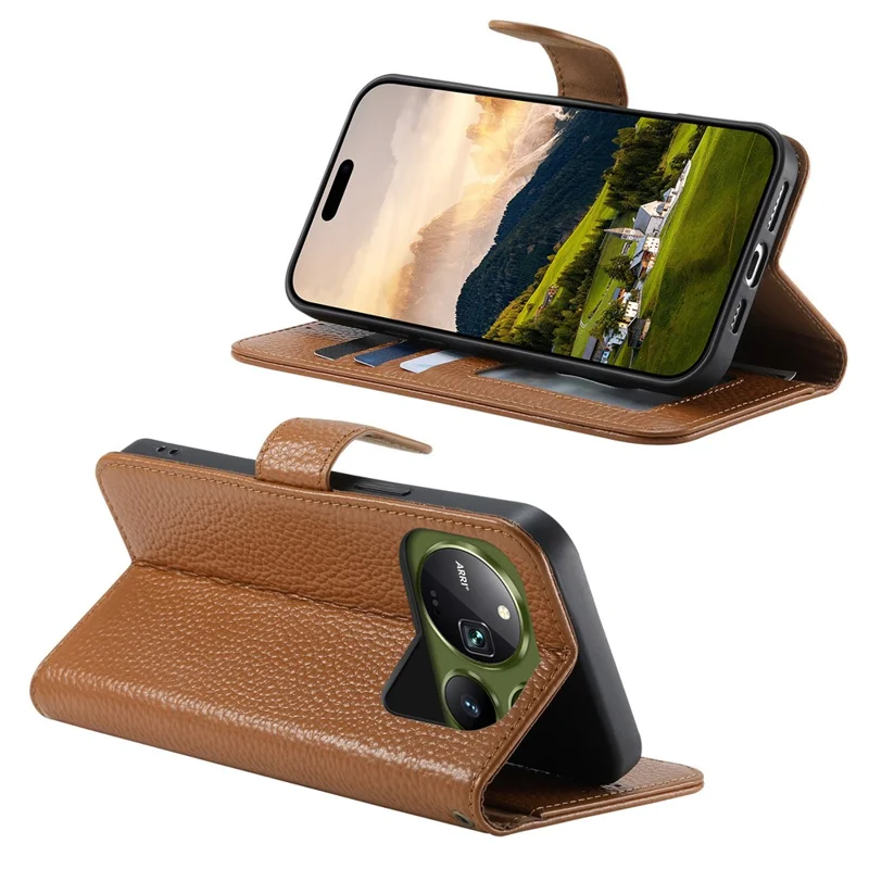 For Honor Magic9 Pro Max 5G Case RFID Blocking Wallet Split Leather Phone Cover - Brown
