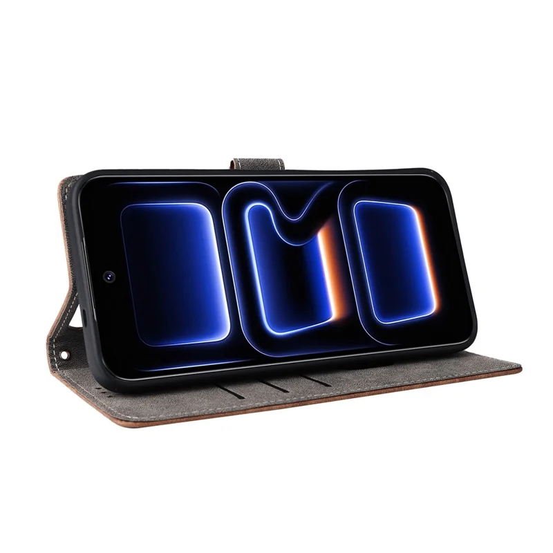 Für TECNO Spark 50C 4G Brieftaschenhülle RFID-Schutz PU-Leder-Handyhülle mit Ständer und Riemen - Braun