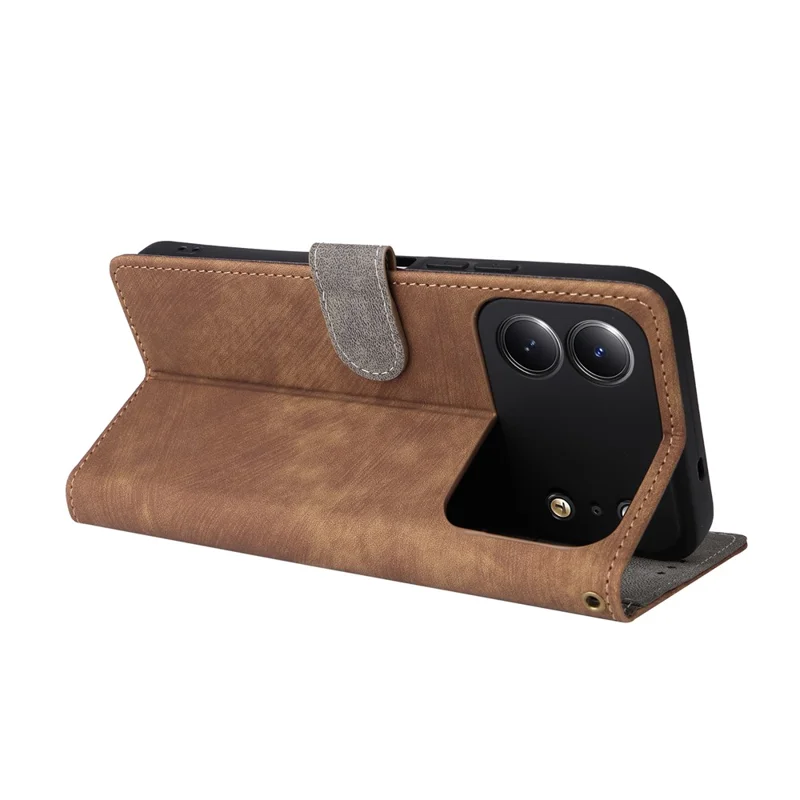 Für TECNO Spark 50C 4G Brieftaschenhülle RFID-Schutz PU-Leder-Handyhülle mit Ständer und Riemen - Braun