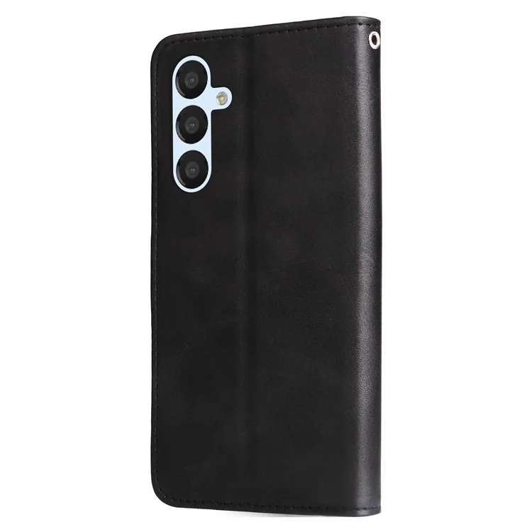 Für Samsung Galaxy A34 5G Drop-proof Handy Cover Kalbsleder Textur PU Leder Reißverschlusstasche Telefonhülle mit Ständer Geldbörse - Schwarz