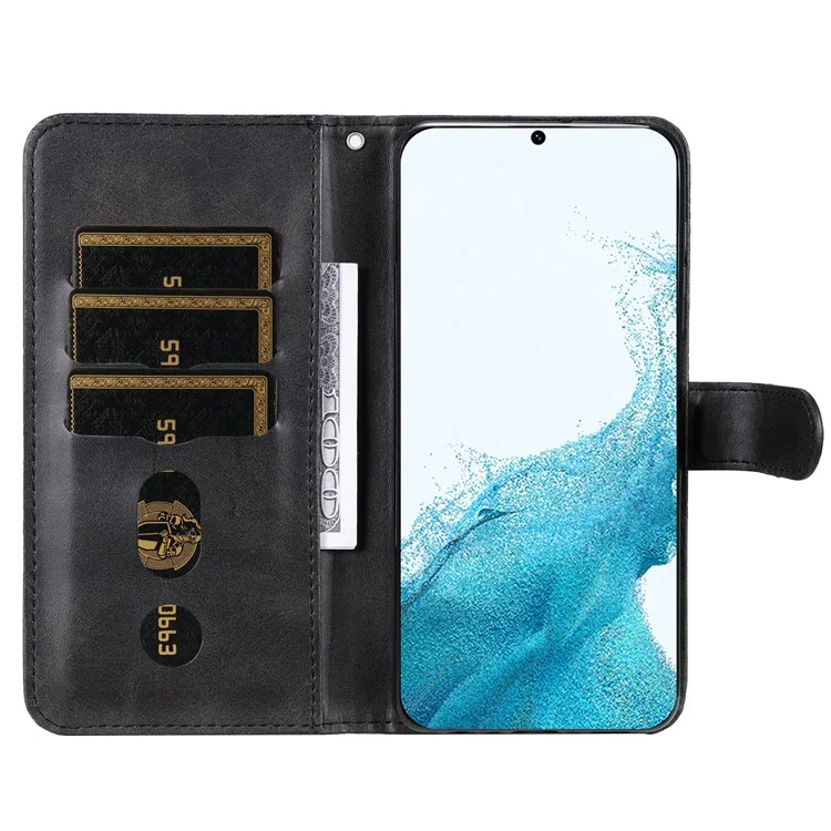 Für Samsung Galaxy A34 5G Drop-proof Handy Cover Kalbsleder Textur PU Leder Reißverschlusstasche Telefonhülle mit Ständer Geldbörse - Schwarz