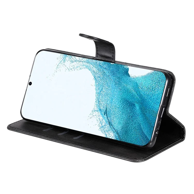 Für Samsung Galaxy A34 5G Drop-proof Handy Cover Kalbsleder Textur PU Leder Reißverschlusstasche Telefonhülle mit Ständer Geldbörse - Schwarz
