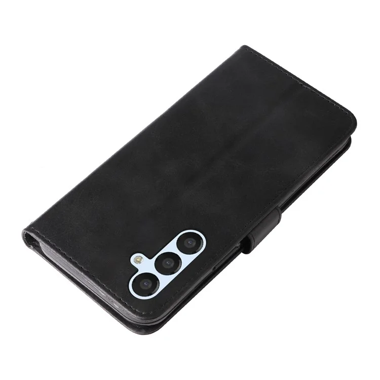 Für Samsung Galaxy A34 5G Drop-proof Handy Cover Kalbsleder Textur PU Leder Reißverschlusstasche Telefonhülle mit Ständer Geldbörse - Schwarz