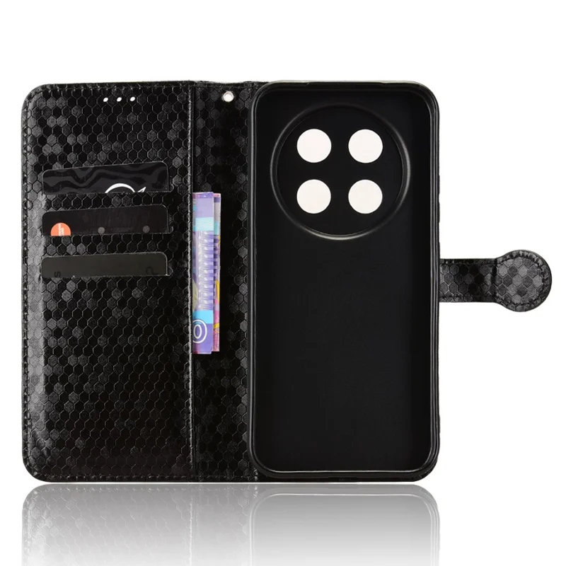 For Honor X80 Pro Max 5G Wallet Case Dot Pattern Imprint PU Leather Phone Cover with Wrist Strap - Black