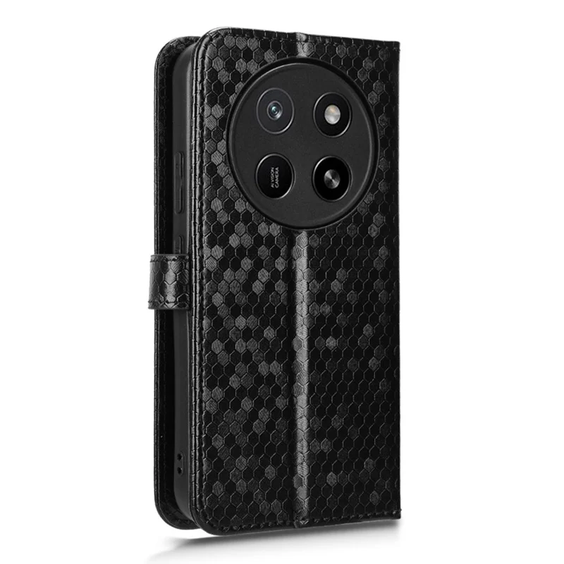 For Honor X80 Pro Max 5G Wallet Case Dot Pattern Imprint PU Leather Phone Cover with Wrist Strap - Black