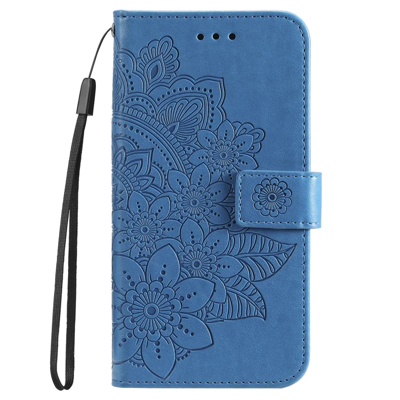 For Realme 10 Pro+ 5G Case Floral Pattern PU Leather Wallet Stand Phone Cover - Blue