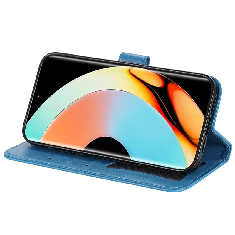 For Realme 10 Pro+ 5G Case Floral Pattern PU Leather Wallet Stand Phone Cover - Blue