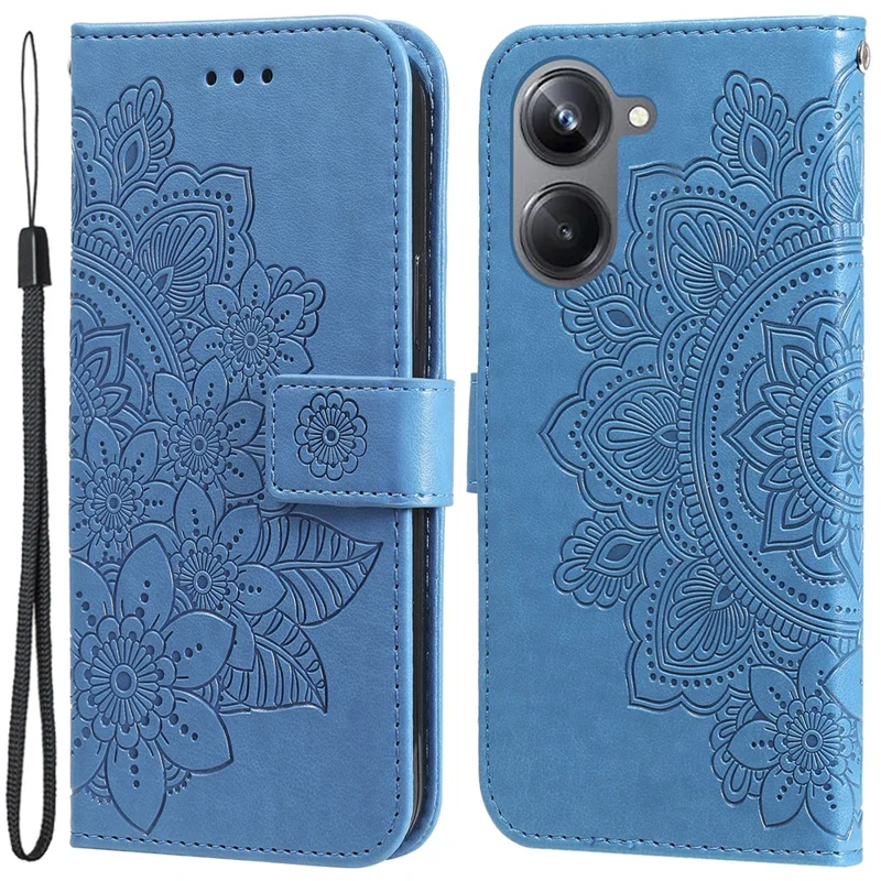 Cover per Realme 10 Pro 5G con Fiori, Portafoglio in PU, Supporto, Blu