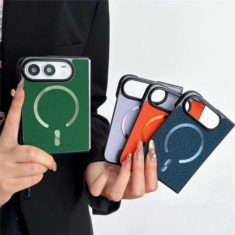 For iPhone Duo Magnetic Case Woven Textured PC Phone Cover - Black