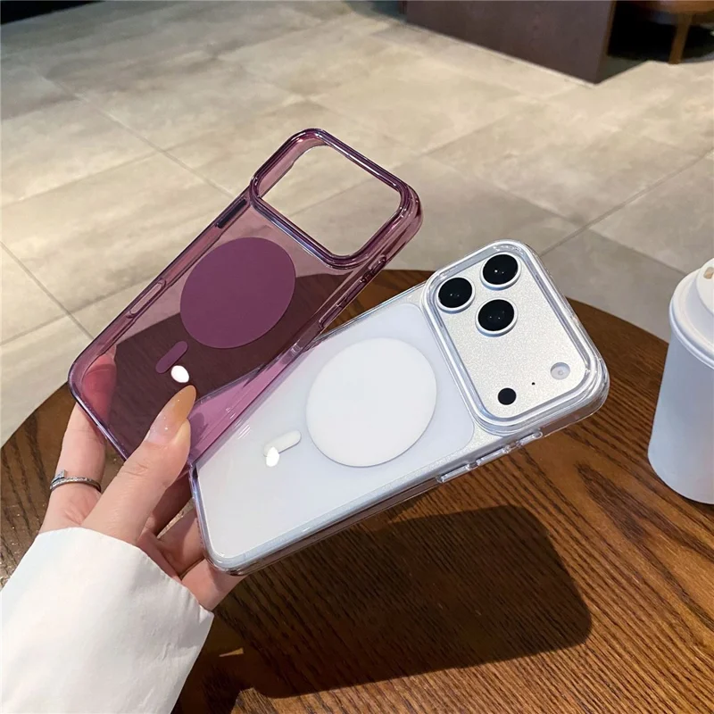 For iPhone 18 Pro Max Circular Magnetic Case Electroplated PC + TPU Phone Cover - White
