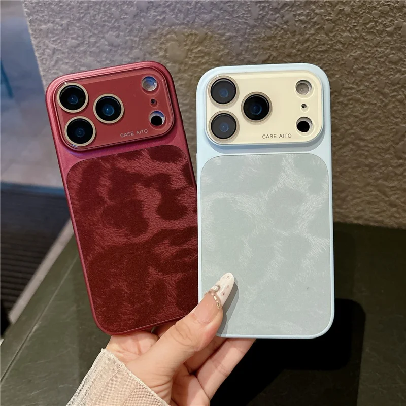 Til iPhone 18 Pro Max Case Leoprint PU-læder + PC + TPU Elektropladeret Mattet Hylster - Vinrød