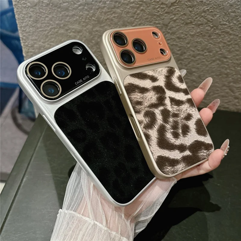 Til iPhone 18 Pro Max Case Leoprint PU-læder + PC + TPU Elektropladeret Mattet Hylster - Vinrød