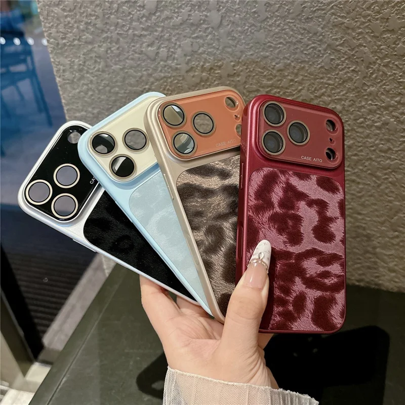 Til iPhone 18 Pro Max Case Leoprint PU-læder + PC + TPU Elektropladeret Mattet Hylster - Vinrød