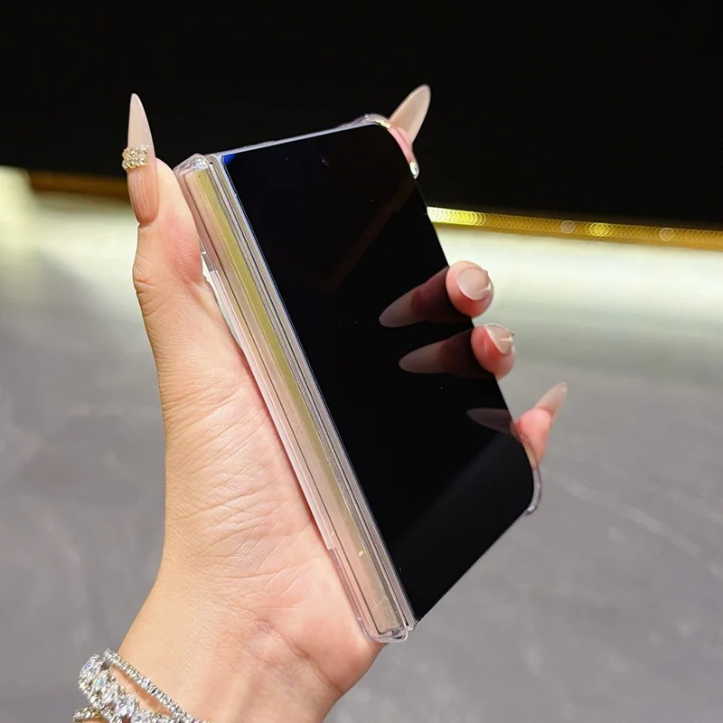 Чехол с магнитной функцией для iPhone, с защитой шарнира с двойной осью, прозрачный поликарбонатный чехол — синий