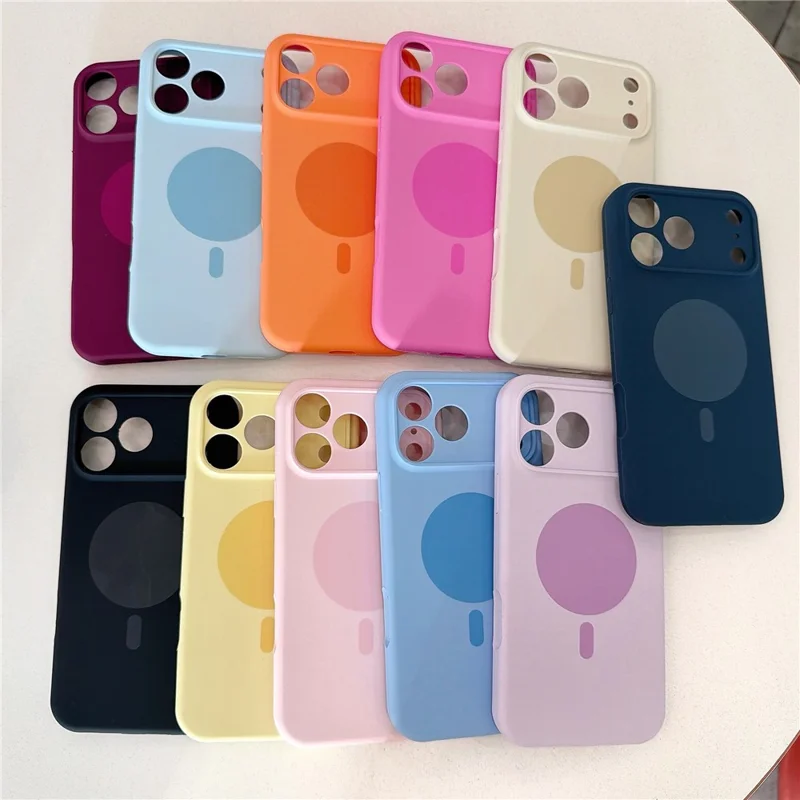 For iPhone 18 Pro Max  /  17 Pro Max Round Candy Shape Magnetic Case Liquid Silicone Shockproof Precise Cutouts Phone Cover - Navy Blue